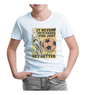 A Foot Kicking a Soccer Ball Beyaz Çocuk Tshirt