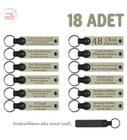 Sütlü Kahve & Yeşil, Öğrencilerin Birlikte Paylaşabileceği, 18'li Anahtarlık Set, İsme Özel Hatıra