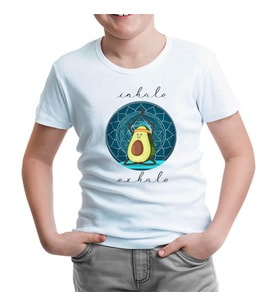 Yoga - Avocado Inhale Beyaz Çocuk Tshirt