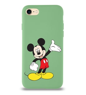 Apple iPhone 8 Uyumlu Lansman Kılıf Mickey Mouse Tasarımlı Altı Kapalı İçi Kadife Kaplı  Kapak (Şeffaf)