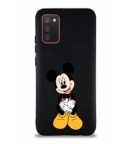 Samsung Galaxy A02S Soft Premier Kapak Mickey Mouse-A Tasarımlı Silikon Kılıf - Siyah (Şeffaf)