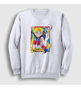 Presmono Unisex Beyaz Serena Usagi Sailor Moon Ay Savaşçısı Sweatshirt 487518tt
