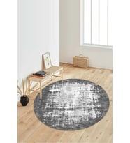Dijital Baskılı Kaymaz Taban Yıkanabilir Yuvarlak Salon Halısı Koridor Halısı Paspas NDY-HS-555 (Gri)