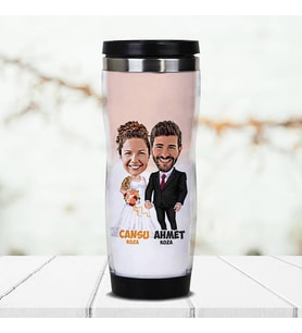 Kişiye Özel Evlilik Hayali Karikatürlü Termos Bardak