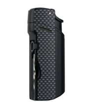 Quantoro Tek Torch Pürmüz Delicili/İğneli Siyah Karbon Desenli Metal Puro Çakmağı - TRZ1188