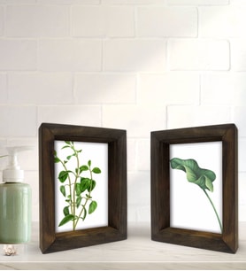 Bk Gift Banyo Dekoratif 2'li Doğal Masif Ahşap Çerçeve 15x20cm-20 (Beyaz)