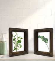 Bk Gift Banyo Dekoratif 2'li Doğal Masif Ahşap Çerçeve 15x20cm-20 (Beyaz)