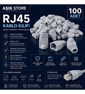 RJ45 CAT6 CAT5E Kablo Kılıfı Gri 100 Adet