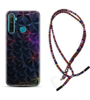 Realme 5i 5 Pro 6i 7 Pro 8 Kılıf Boyun Asklı Rasta Silikon Renkli Prizmalar 1783