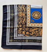 Ladycoco Soft Pamuklu Daire Desenli Şal (Siyah - Gri - Turuncu)