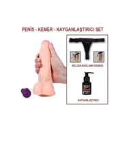 20,5 cm Belden Bağlamalı Titreşimli Realistik Dildo Penis Set