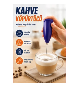 Portatif Mini Kahve Köpürtücü Pilli Süt Köpürtücü Latte Cappuccino Milkshake Hazırlayıcı