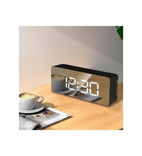 Akıllı Aynalı Dijital Saat  LED Göstergeli, Alarm & Termometre, USB/Pil