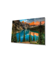Dağ Yansıma Manzara Cam Tablo 4mm Dayanıklı Temperli Cam Mountain Reflection Landscape Glass Table (Çok Renkli)