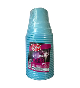 Roll-Up Party Dreams Parti Davet Piknik Renkli Plastik Sert Mika Bardak - Turkuaz - 25'li Paket