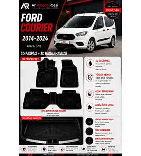 FORD COURİER 2014-2024 Araca Özel 3D Paspas + 3D Bagaj Havuzu