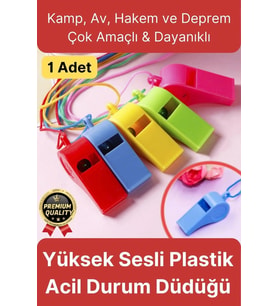 Çok Amaçlı Yüksek Sesli Renkli Kamp Av Spor Deprem Çağrı Hakem Plastik Acil Durum Düdüğü - 1 Adet