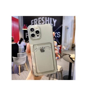 Teknomoda Apple iPhone 11 PRO Kılıf Kartlıklı Anti Şok Korumalı Şeffaf Silikon Füme Koyu Şeffaf (Füme-Siyah)
