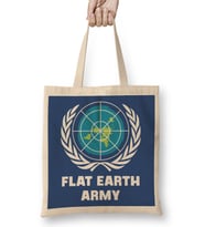 Flat Earth Army UN Logo Parody Bez Çanta Uzun Saplı