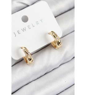 Pirinç Zirkon Taşlı Halka Model Gold Renk Kadın Küpe (Altın)