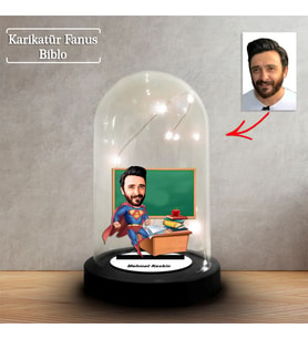 Kişiye Özel Karikatür Erkek Süperman- Süper Öğretmen Tasarımlı Fanus Biblo, Öğretmene Hediye, Öğretmenler Günü, Öğretmenler Günü Hediyesi, FN216