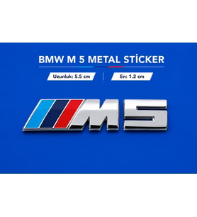 BMW M5 Metal Sticker – Krom Görünümlü Premium Tasarımm