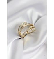 Sarmal Zirkon Baget Taşlı Gold Renk Kadın Yüzük TJ-BYK3930