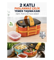 2 Katlı Paslanmaz Çelik Yemek Taşıma Kabı 20x13x10 cm