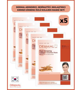Dermal Arındırıcı, Serinletici, Sıkılaştırıcı Kırmızı Ginseng Özlü Kolajen Maske 23gr 5 Adet