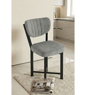 Sandalye 1 Adet Baby Face Kumaş Metal Modern Mutfak Sandalyesi Cafe Balkon Ofis Elma 9814 Gri