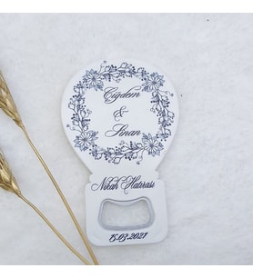 30 Adet Siyah Beyaz Çiçekli Baskılı Balon Açacak Magnet 11x7 Cm Uv Nişan Hediyeliği Nikah Şekeri-