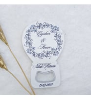 30 Adet Siyah Beyaz Çiçekli Baskılı Balon Açacak Magnet 11x7 Cm Uv Nişan Hediyeliği Nikah Şekeri-