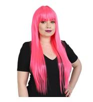 Uzun Kahküllü Fiber Sen Peruk / Neon Pembe