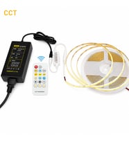 COB CCT LED Şerit Seti 24V 10 Metre 576 LED/m RF Kumandalı 2700K-6500K Ayarlanabilir Beyaz 48W Adaptör Dahil 8mm IP20