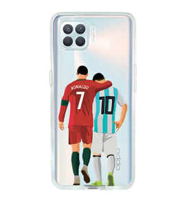 Oppo Reno 4 Lite Uyumlu Lionel Messi ve Cristiano Ronaldo Desenli Şeffaf Telefon Kılıfı