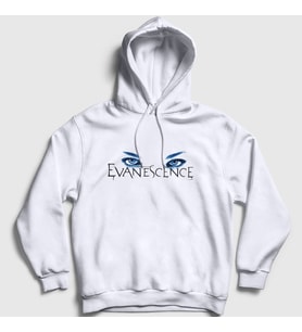 Presmono Unisex Beyaz Eyes Logo Evanescence Kapüşonlu Sweatshirt 146143tt