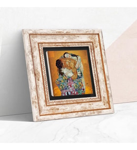 Gustav Klimt Aile Kucaklama Taş Duvar Tablosu - Çerçeveli Taş Tablo - Dekoratif Duvar Sanatı - Modern Ev ve Ofis Duvar Dekoru T1-51