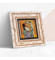 Gustav Klimt Aile Kucaklama Taş Duvar Tablosu - Çerçeveli Taş Tablo - Dekoratif Duvar Sanatı - Modern Ev ve Ofis Duvar Dekoru T1-51