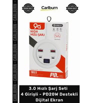 Özel Üretim QC 3.0 USB Adaptör 30 Hızlı Şarj Seti 4 Girişli PD20W Destekli Dijital Ekran