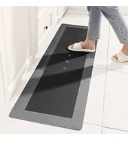 Banyo Paspası Halısı, Süper Emici Zemin Paspası Hızlı Kuruyan İnce Banyo Paspasları Halılar Kauçuk Kaymaz Alt Duş Halıları Duş Lavabo Küvet için 45 cm x 149 cm, Kare Koyu Gri