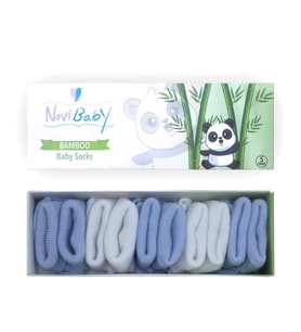 Novibaby 5'li Bambu Yenidoğan Bebek Çorap I Bluemy I 0-6 ay (Beyaz-Mavi)