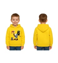 Unisex Brainrot Baskılı Çocuk Swaetshirt Kapüşonlu 3 İplik Şardonlu (Sarı)