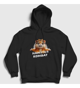 Presmono Unisex Siyah Oyun Hamster Kombat Kapüşonlu Sweatshirt 460890tt