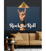 Rock And Roll El Hareketi Dekoratif Kanvas - Mdf Ahşap Tablo