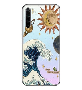 Redmi Note 8 Uyumlu Güneş ve Dalga Desenli Şeffaf Telefon Kılıfı