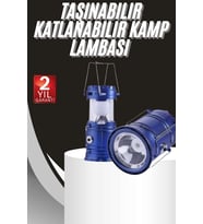 Kamp Lambası Solar Şarjlı Kızaklı Kamp Feneri Led Lamba Işıldak
