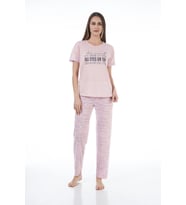 Estiva 22120 Kadın Yazı Desenli Kısa Kollu Viskon Pijama Takımı