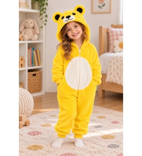 SARI AYICIKLI BEBEK , ÇOCUK WELSOFT, PELUŞ UYKU TULUMU , AYICIK KOSTÜMÜ DOĞUM GÜNÜ HEDİYESİ