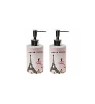 BANYO SETİ SERAMİK SIVI SABUNLUK 2 ADET EYFEL KULESİ MODEL 7X7X18CM 320ML