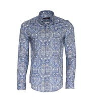 Mavi Damask Desenli Slim Fit Gömlek - Wessi